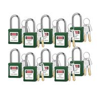 Set di lucchetti in plastica da 10 pezzi, con chiavi diverse, archetto in acciaio, 2 chiavi for lucchetto Loto, for la revisione delle attrezzature di blocco e di segnalazione.(BD-G04KD-10PCS-X)