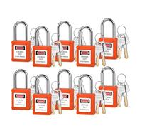 Set di lucchetti in plastica da 10 pezzi, con chiavi diverse, archetto in acciaio, 2 chiavi for lucchetto Loto, for la revisione delle attrezzature di blocco e di segnalazione.(BD-G07KD-10PCS-X)