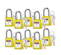 Set di lucchetti in plastica da 10 pezzi, con chiavi diverse, archetto in acciaio, 2 chiavi for lucchetto Loto, for la revisione delle attrezzature di blocco e di segnalazione.(BD-G02KD-10PCS-X)