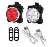 Set di luce for biciclette, USB ricaricabile super luminoso biciclette, luce frontale for bicicletta + luce posteriore, impermeabile, 4 modalità di lavoro