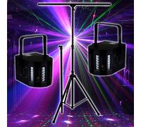 Set di luci DJ Light con 2 effetti derby, colore nero, 4 LED RGBW + cavalletto