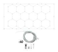 SET DI LUCI LED ESAGONALI PER SOFFITTO CON KIT DI CAVO METALLICO PER SOSPENSIONE