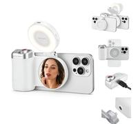 Set di luci magnetiche per smartphone, ricaricabili tramite USB-C, telecomando Bluetooth, compatibile con MagSafe, colore bianco, accessori per registrazione del cellulare, per vlog, live streaming e