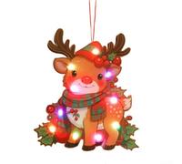Set di luci natalizie per finestre, con Babbo Natale, renna, orso, ghirlanda, illuminazione bianca calda per porte, pareti, finestre, balconi, uso interno ed esterno