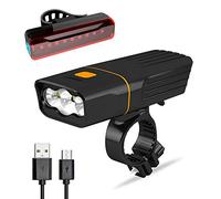 Set Di Luci per Bici,Fanale Anteriore LED T6 Luminoso 800LM con 3 Modalità e Funzione Power Bank,Fanale Posteriore 5 Modalità,Lampada da Bicicletta Impermeabile Ricaricabile IPX5 USB per Night Rider