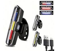 Set di luci per bicicletta [5 modalità], luce rossa posteriore ricaricabile USB per bicicletta, adatta per la guida notturna Luce rossa e blu,Luce rossa e bianca,Luce rossa, blu e biancaABS