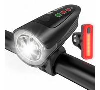 Set di luci per bicicletta con luce freno intelligente, luce anteriore e posteriore omologata secondo il codice della strada tedesco, impermeabilità IPX5, ricaricabili tramite USB-C, set di luci a LED