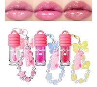 Set di Lucidalabbra Portachiavi, Bomboniera per Ragazze Include 3 Pezzi di Lucidalabbra Idratanti e Brillanti in Gusti Assortiti