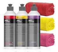 Set di lucidanti Koch Chemie: Heavy Cut H9.01, Micro Cut M3.02, Fine Cut F6.01 250 ml + 3x panno in microfibra Detailmate 550GSM