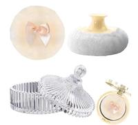 Set di luppette in vetro - applicatore corpo e viso con soffione morbido riutilizzabile | Strumento di trucco asciutto e bagnato in un contenitore di vetro per donne, bellezza, cornice cosmetica, Ki