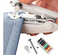 Set di macchina da cucire portatile a mano, include 1 mini macchina da cucire portatile (con 1 punteruolo per forare l'ago e 1 bobina di estensione) e 1 rotolo di filo da cucire gratuito da 12 colori 