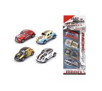 Set di macchinine da corsa 7 cm, 4 pz, in metallo con retrocarica