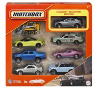 Matchbox - Confezione multipla di 8 veicoli a tema, set con macchinine e camion die-cast in scala 1:64 di cui uno esclusivo, tutti da collezionare, giocattolo per bambini, 3+ anni, HVR81