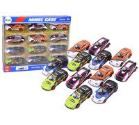 Set di macchinine sportive 1:55 con meccanismo a frizione, 12 pz, colorate