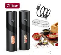 Set di macinapepe e sale elettrico ricaricabile di alta qualità 2025, con illuminazione a LED - Batteria al litio ricaricabile USB-C (300mAh) / Capacità 110 ml / Macinatura regolabile / Regalo da cuci