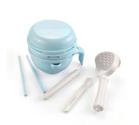 Set di macinazione multifunzione per alimenti per bambini, 6 in 1, con spremiagrumi, filtro, ciotola, materiale per uso alimentare, design impilabile (blu)