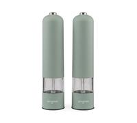 Set di Macinini Elettrici Progress Neutrals - 2 x Macina Sale & Pepe, Macinatori Automatici per Cucina, Regolazione Ceramica da Grossolana a Fine, Luce LED, Funzionamento a Batterie, Sage