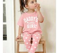 Set di maglietta a maniche corte con stampa "Daddy's Girl" e cuore, e leggings morbidi e comodi, adatto per bambine, per uso quotidiano, stile casual di strada, uscite, casa, vacanze, in primavera/est
