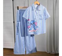 Set di maglietta e pantaloni a righe casual per ragazze pre-adolescenti, adatto per vacanze, uscite, scuola, stile 8Y,9Y,10Y,11Y,12YFumetto,Lettere,A striscePoliestere