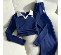 Set di maglione a maglia stampato e pantaloni a gamba dritta elasticizzati, adatto per ragazze pre-adolescenti, casual e versatile, per uso quotidiano, scuola e attività sportive 8Y,9Y,10Y,11Y,12YBloc
