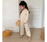 Set di maglione con colletto alla Peter Pan e pantaloni lunghi lavorati a maglia per ragazze, adatto per autunno/inverno, abbigliamento per il ritorno a scuola 6Y,7Y,4Y,5YMaglieria