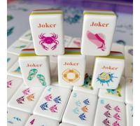 Set di Mahjong americano in acrilico, borsa per il trasporto, 4 supporti | 4 dadi, 4 strati, portatile, da viaggio, for riunioni, feste, campeggio, set completo Ma Jong(ORANGE)