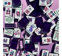 Set di Mahjong americano in acrilico, borsa per il trasporto, 4 supporti | 4 dadi, 4 strati, portatile, da viaggio, for riunioni, feste, campeggio, set completo Ma Jong(Purple)