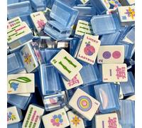 Set di Mahjong americano in acrilico, borsa per il trasporto, 4 supporti | 4 dadi, 4 strati, portatile, da viaggio, for riunioni, feste, campeggio, set completo Ma Jong(Aqua blue)
