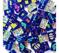 Set di Mahjong americano in acrilico, borsa per il trasporto, 4 supporti | 4 dadi, 4 strati, portatile, da viaggio, for riunioni, feste, campeggio, set completo Ma Jong(Bright blue)