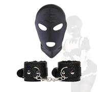 Set di manette nere a 2 pezzi per la cura delle mani, il rilassamento dei muscoli facciali e un design coinvolgente per la camera da letto