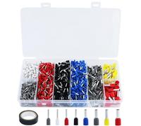 Set di manicotti terminali 1300 pezzi, manicotti terminali 0,5 mm² - 10 mm², assortimento di manicotti terminali isolati, set di manicotti terminali per connessione dei fili, con 1 rotolo di nastro