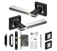 Set di Maniglie a Leva Bicolore Argento e Nero Nexus - Ferramenta Interna in Alluminio con Chiavi e meccanismo di Chiusura, Design Moderno e Funzionale per Porte in Legno