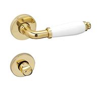 Set di maniglie a leva MATTEO ottone - Maniglia della porta bianca antica vintage Porte interne Maniglia della porta del bagno (WC) Set porta con viti di Sotech