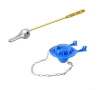 Set di maniglie e flapper per WC in lega di zinco con aletta in PVC per una tenuta ottimale e per un uso efficiente dell'acqua nei comuni sistemi igienici (blu)