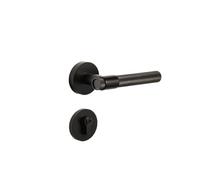 Set di maniglie for porte zigrinate in ottone for camera da letto e bagno, doppia leva QBCF(8550BK FlatHead Lock)