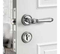 Set di Maniglie per Passaggio,Set di Serrature a Leva per Porta Interno Cuscinetto Silenzioso con Chiavi Serratura di Sicurezza (Silver B,Silent)