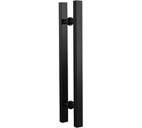 Set di maniglie per porta a spull a due lati in acciaio inox, 150 cm, accessori per porte da fienile, ingresso interno ed esterno, kit di installazione completo, elegante finitura nera