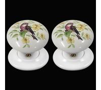 Set Di Maniglie Per Porta In Ceramic Bianco Design Bullfinch (Coppia) 60Mm