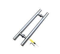 Set di maniglie per porta in vetro e acciaio inox, design a tubo quadrato lucido, per porte moderne in legno, installazione back-to-back