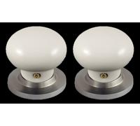 Set Di Maniglie Per Porta Mortasa In Ceramica Bianca (Coppia)