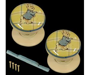Set Di Maniglie Per Porta Mortice In Porcelain Design Peter Rabbit (Coppia) 60Mm