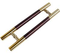 Set di maniglie per porte scorrevoli, resistenti, a due lati, per porte scorrevoli, in vetro, legno, metallo, tubo rotondo di ricambio in legno e acciaio inossidabile (120 cm)