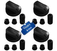 Set di manopole universali per fornello, 4 pezzi, con adattatori, manopola girevole universale, manopola girevole, interruttore, diametro 38 mm, set da 16 pezzi, nero, per piano cottura