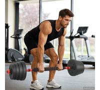 vidaXL Attrezzatura per fitness a casa, 4 in 1, 40 kg, nero e rosso, manubri regolabili, allenamento della forza in forma compatta, per ancora più attività