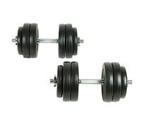 Set di manubri corti da 30 kg con 2 manubri da 15 kg, dischi da 1,25 a 2,50 cm, impugnature zigrinate a croce, chiusure a stella con anelli in gomma