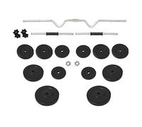 Set di manubri da 60 kg con barra curl e manubri corti, set per allenamento della forza per petto, braccia, schiena, dischi in plastica che non danneggiano il pavimento