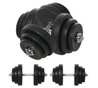 Set di Manubri per Allenamento a Casa in Tubi d'Acciaio e PE Plastica 12 Pezzi 40Kg Nero