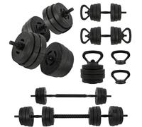 Set di manubri regolabili da 20/32/50/27,2 kg con connettore, manubri 4 in 1 utilizzati come bilanciere, kettlebell e supporto per flessioni per esercizi e fitness