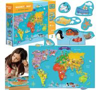 Set di mappe del mondo magnetiche - 145 pezzi con lavagna didattica per imparare