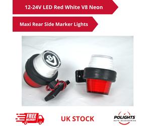 Set di marcatori laterali V8 Neon LED rossi e bianchi - 4x Maxi 12-24 V per r...